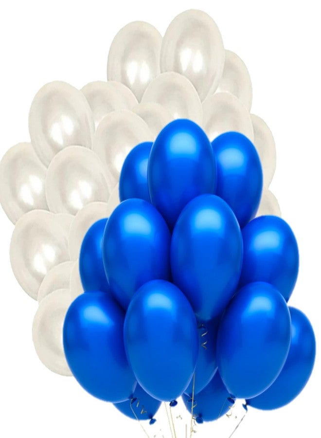 بالونات لاتكس معدنية زرقاء داكنة وبيضاء من DUL DUL لتزيين حفلات أعياد الميلاد/الحفلات، 30 قطعة - عبوة بالونات معدنية مختلطة من 15 قطعة زرقاء داكنة، 15 قطعة بيضاء / حفلة ذات طابع استقبال مولود جديد، مزيج من (أزرق داكن + أبيض، 30)